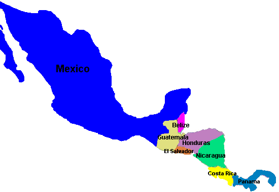 Guatemala Honduras Mexico Nicaragua Panama. Map - North & Central America